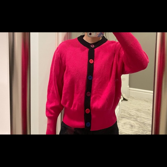 Vintage Yves Saint Laurent cardigan fuchsia - Picture 8 of 13